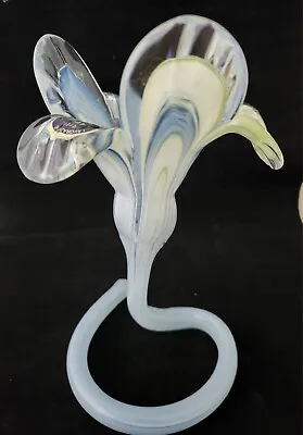 Vtg. Murano Lavorazione Arte Art Glass Trumpet Flower Swirl Vase Coil Stem NEW • $20