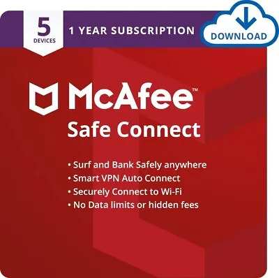 £9.99 • Buy McAfee Safe Connect VPN Internet Security 2023 Privacy Software 5 Devices 1 Year