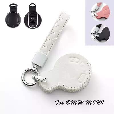 For MINI Cooper Countryman Clubman Genuine Leather Car Key Fob Case Cover Shell • $25.30