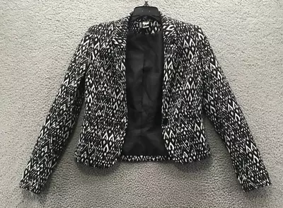 Divided By H&M Womens Long Sleeve Open Lined Cropped Jacket Black & White Size 4 • $8.99