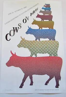 Signed Milton Glaser Poster Chicago Cows On Parade 1999 • $389