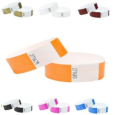 £2.99 • Buy Wristbands 100 Security Party Event Festivals Clubs Plain 19mm Tyvek Numbered 