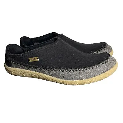 Haflinger FLETCHER Slippers Men's Size EU 44/US 11 Charcoal Black Grey Wool Clog • $52.98