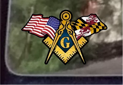 ProSticker 055 (One) 3  X 5  American Maryland Flags Masonic Decal Sticker USA • $7.95