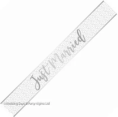 £2.25 • Buy 9ft Silver + White Just Married Foil Banner Wedding Party Wall Door Decorations