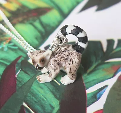 Lemur Monkey Porcelain Pendant Necklace Lucky Spiritual Animal Jewellery • $24.88