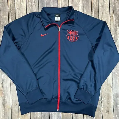 FC Barcelona 2013 2014 Nike Track Jacket Warmup Full Zip Large Mens Blue Messi • $39.95