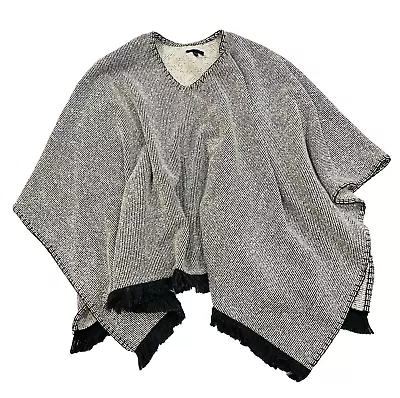 ATM Anthony Thomas Melillo Poncho Cape Fringed One Size OS Thermal Cotton Knit • $45.50