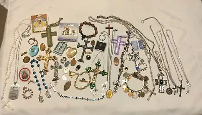 Vintage To New Religious Jewelry Medal Chaplet Rosary Bracelet Assortment Lot • $14.50