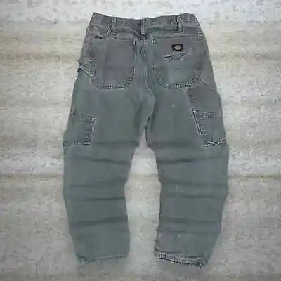 Vintage Dickies Carpenter Pants 32x32 Grey Canvas Baggy Dungarees Painters 90s • $60