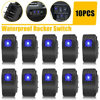 10PCS Waterproof Marine Boat Car Rocker Switch 12-24V SPST ON-OFF 4PIN Blue LED • $20.98