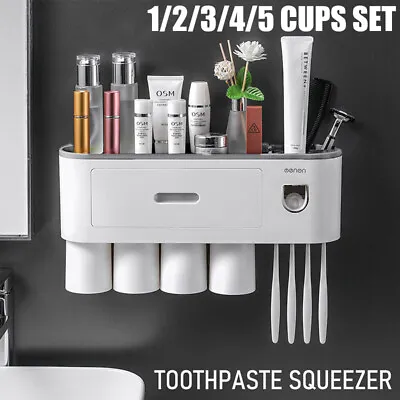 Multifunctional Toothbrush Holder Handfree Automatic Toothpaste Dispenser Set AU • $15.63