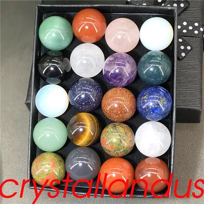 20pcs Wholesale Mixed Ball Quartz Crystal 15mm Sphere Pendant Healing Gem +box • £21.20