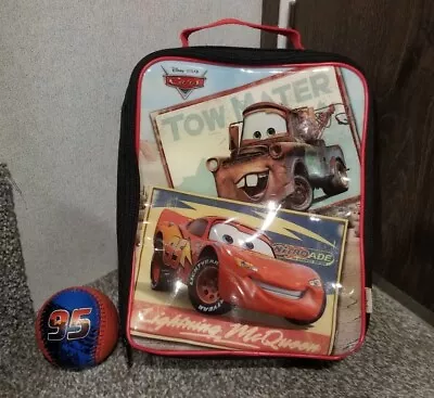 Disney Pixar Cars Lightning McQueen And Tow Mater Black Lunch Box W/ Baseball • $7.99