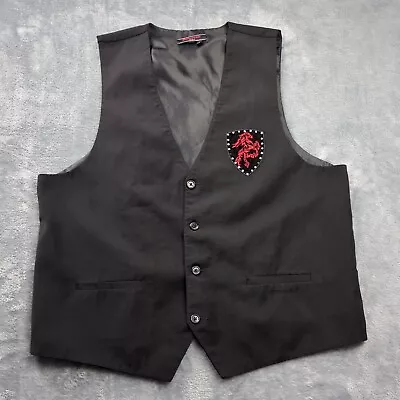 Patroncito Mens Vest Vintage Grunge Goth Black Red Horse Sz XL Western Cowboy • $34.49