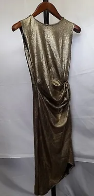£12.99 • Buy Ladies Dress Medium Gold Glitter Sleeveless WalG Bnwt
