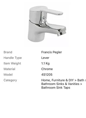 £35 • Buy Chrome Mono Bathroom Cloakroom Basin Mixer Budget Lever Handle Pegler Araya