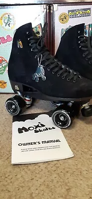 New! MOXI LOLLY BLACK Suede ROLLER SKATE Size 7 Fits Women's US Size 8-8.5 • $369