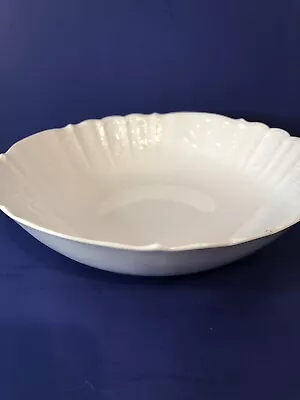 Vintage Kaiser Large 9” Serving Bowl W/ Embossed Flowers White Bisque Germany • $20