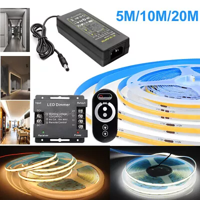 5M 20M FOB COB LED Strip Lights High Density Flexible Diode Tap Remote Dimmable • $40.22