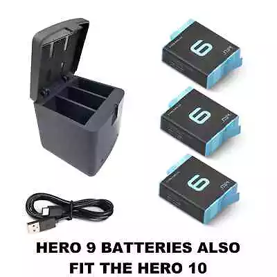 GoPro HERO 10 9 8 7 6 5 4 3 Battery Charger Dual/Triple Go Pro Black Kit Set • $87.95