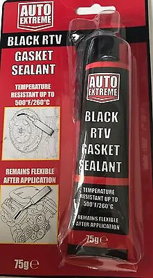 Gasket Sealant Black Rtv Flexible High Temperature 75g Tube Silicone Vehicle   • £50