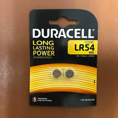 2 X Durcell LR54 1.5 Volt Alkaline Battery 189 V10GA GP189 L1131 LR1130 A120 NEW • £2.99