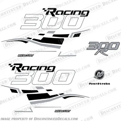 Fits Mercury 300R Racing Decals - Black - Silver Outboard Motor Engine Decal Kit • $139.95