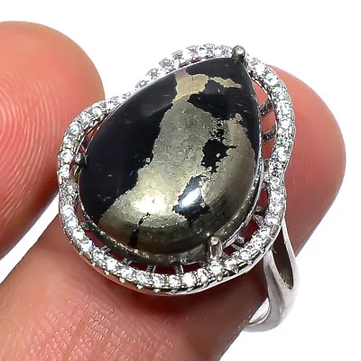 Magnetite In Pyrite & Cz 925 Sterling Silver Jewelry Ring Adst. (R279) • $12.31