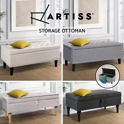 Artiss Storage Ottoman Blanket Box Fabric Large Rest Chest Toy Foot Stool Couch • $145.95