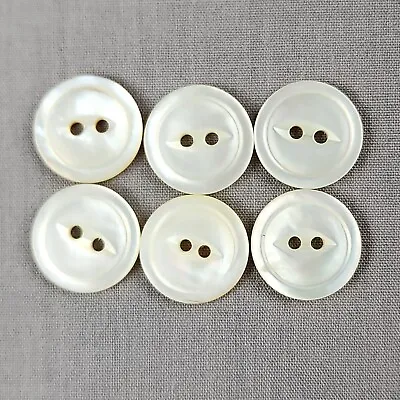 Vintage White Mother Of Pearl Shell 5/8  Buttons Antique Carved Rim Eye • $9