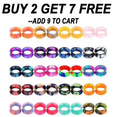 2PCS Colorful Thin Silicone Ear Gauges Soft Ear Plugs Ear Skins Tunnels Earrings • $6.49