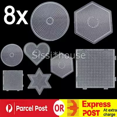 8x Large Small Multiple Shapes Pegboards For Hama Fuse Beads 5mm Clear Board AU • $18.95