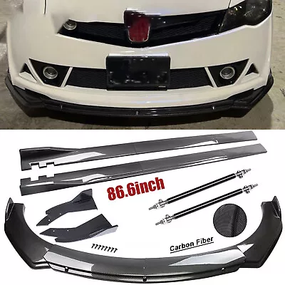 For Honda Civic SI/LX/EX Fiber Front Bumper Lip Spoiler 86.6  Side Skirt Kit • $159.99