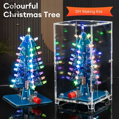 DIY 3D LED Christmas Tree Circuit Kit Glitter Electronic Learning Set With Shell • $10.88