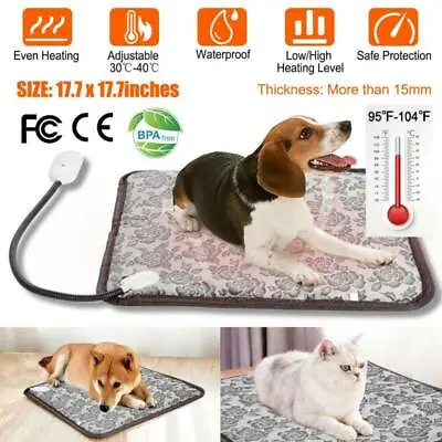 Pet Heating Pad Cat Dog Heated Bed Waterproof Mat Electric Chew Resis Steel Cord • $24.91