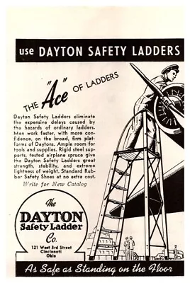 1942 Dayton Safety Ladder Co. Aviation Mechanic Vintage WW2 Print Ad • $9.37