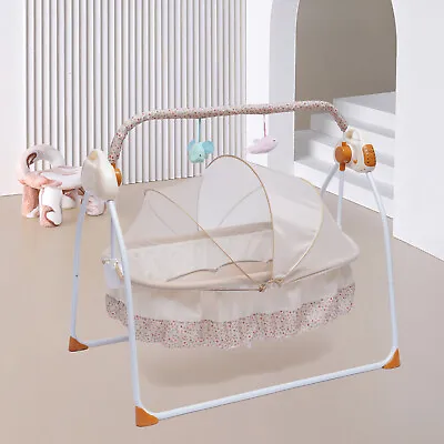 Electric Bluetooth Baby Crib Cradle Infant Rocker Auto-Swing Sleep Bed Baby USB • £72.20