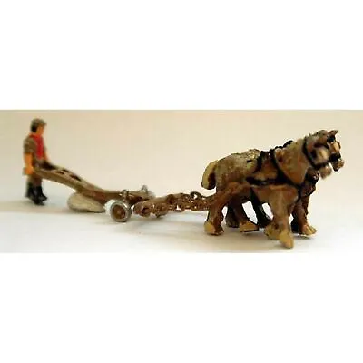 Horse Drawn Plough And Farmer 2 Horse N Scale Langley A77 • $9