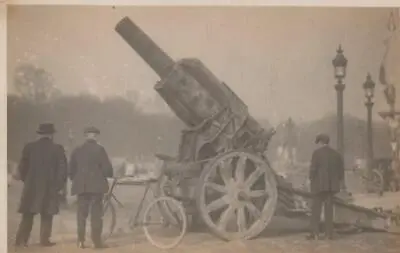 RPPC FRANCE CANNON GUN BICYCLE WW1 MILITARY REAL PHOTO POSTCARD (c. 1917) • $9.95