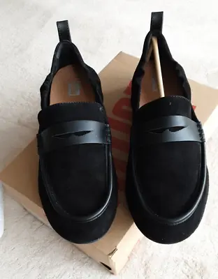 £40 • Buy FitFlop ALLEGRO SUEDE Ladies Penny Loafers All Black Leather Size UK7 EUR 41 BNI