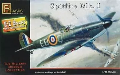 Pegasus E-Z Snapz Spitfire MK.1 - Snap Tite Plastic Model Aircraft Kit - 1/48 • $13.83