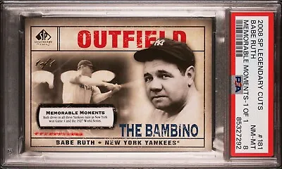2008 SP Legendary Cuts Memorable Moments 1/1 Babe Ruth #181 HOF PSA 8 • $199.99