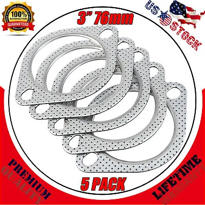 3  Catback Exhaust Header Down Pipe Manifold Collector Flange Gasket 2 Bolt • $11.75