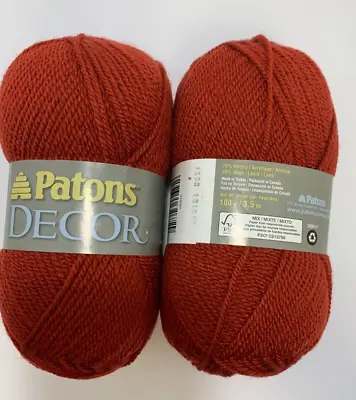 2 Skeins Of Patons Decor Yarn Rustic Red 208 Yards 3.5 Oz Each • $8