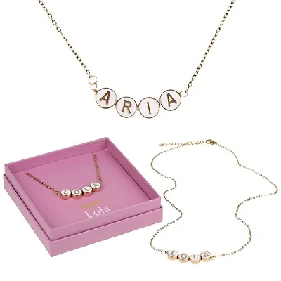 Personalised Name Necklace Initial Beads Gift Box Gold Tone Girls Ladies • £4.50