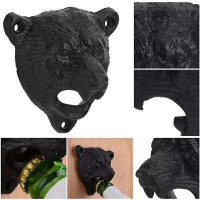 1Pc Cast Iron Bear Shape Wall Mounted Beer Soda Glass Bottle Cap Opener AOS • $12.73