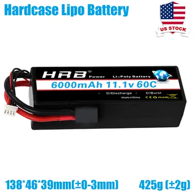HRB Hardcase Lipo Battery 11.1V  3S 6000mAh 60C 120C For RC Car Truck • $32.89
