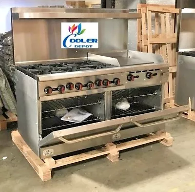 $4025.51 • Buy 6 Burner Gas Range 24  Griddle 2 Full Double Size Standard Ovens 60  Restaurant