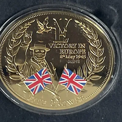 V.E Day 70th Anniversary Commemorative 65mm Crown Coin Layered In 24ct Gold • £9.99